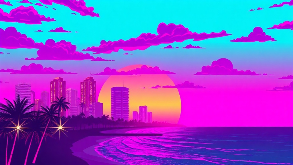 Ambiance néon façon Vice City pour le dossier GTA 6