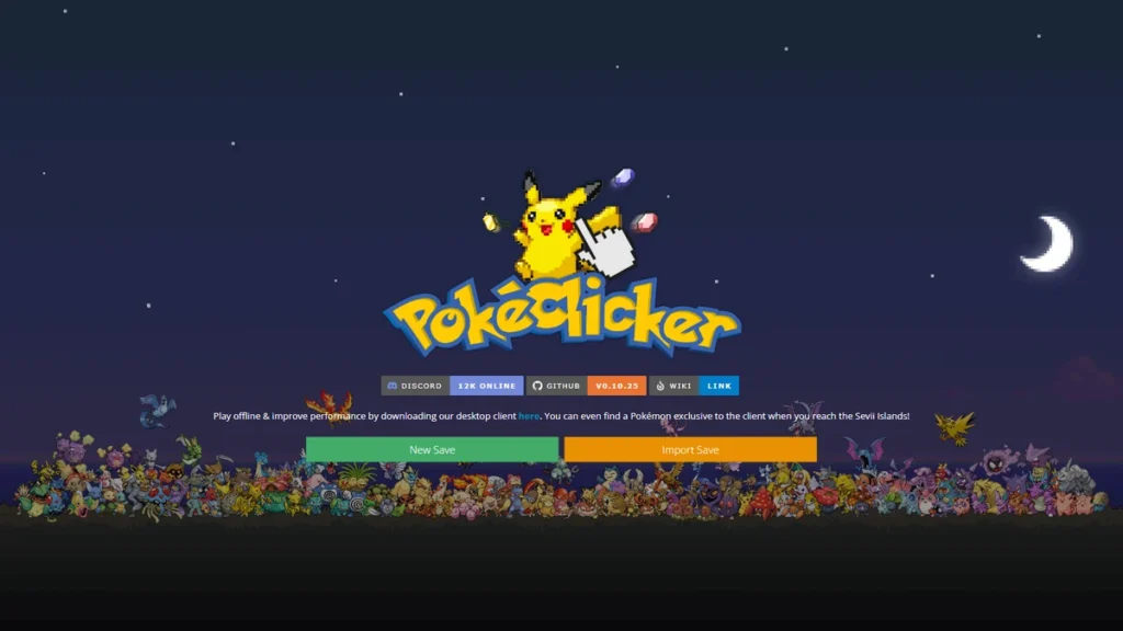 Écran d’accueil officiel de PokéClicker